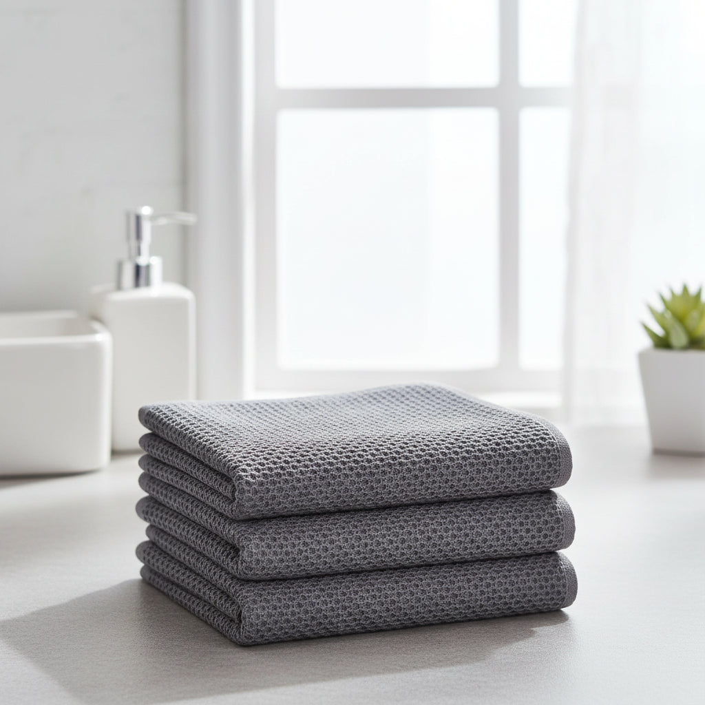 Soft Cotton Dish Cloths Set Absorbent Honeycomb Waffle Weave | Meowbutter