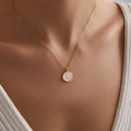 Cross Pendant Necklace — Adjustable Slender Chain, Minimalist Gold Disc