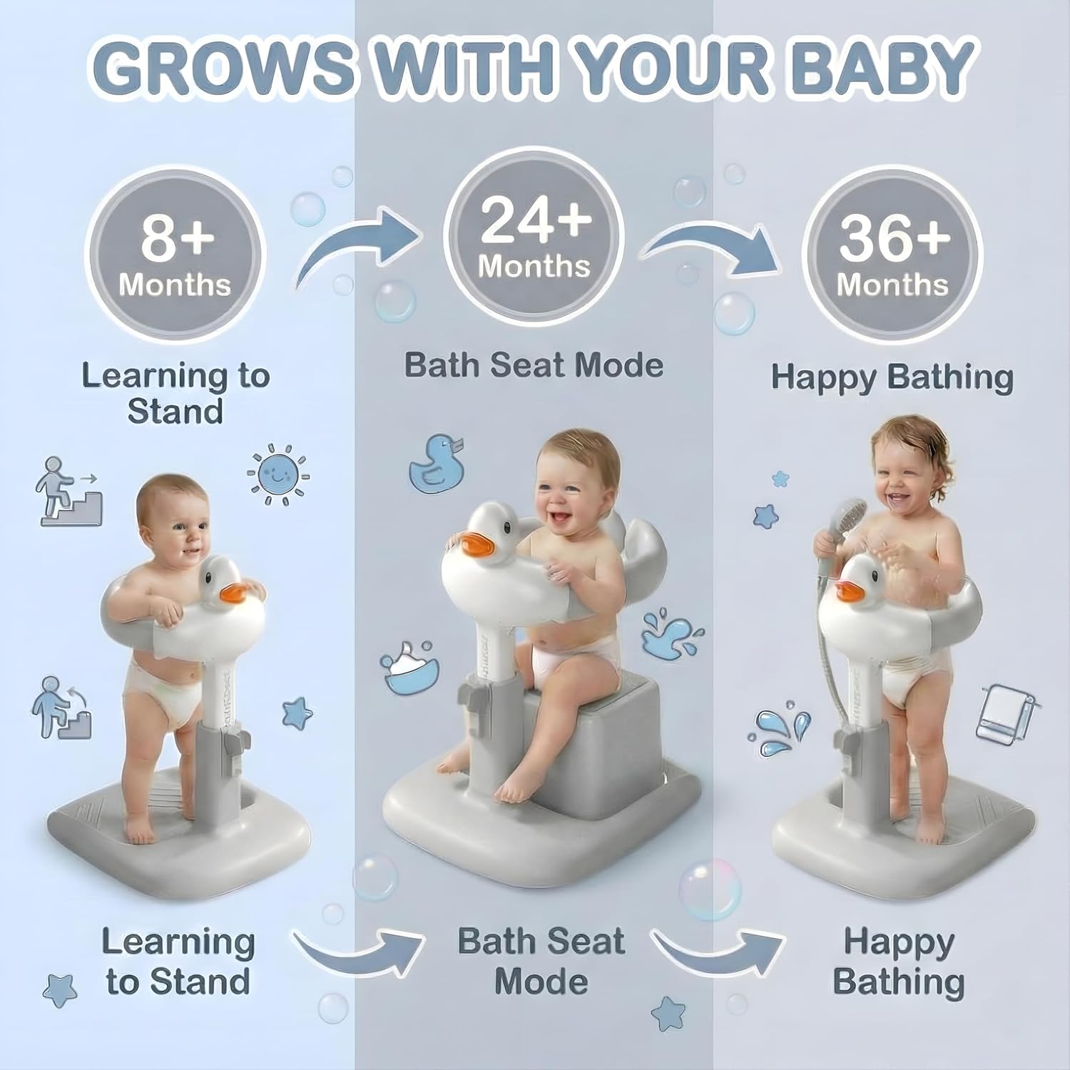 Hands-Free Upright Toddler Bath Stand