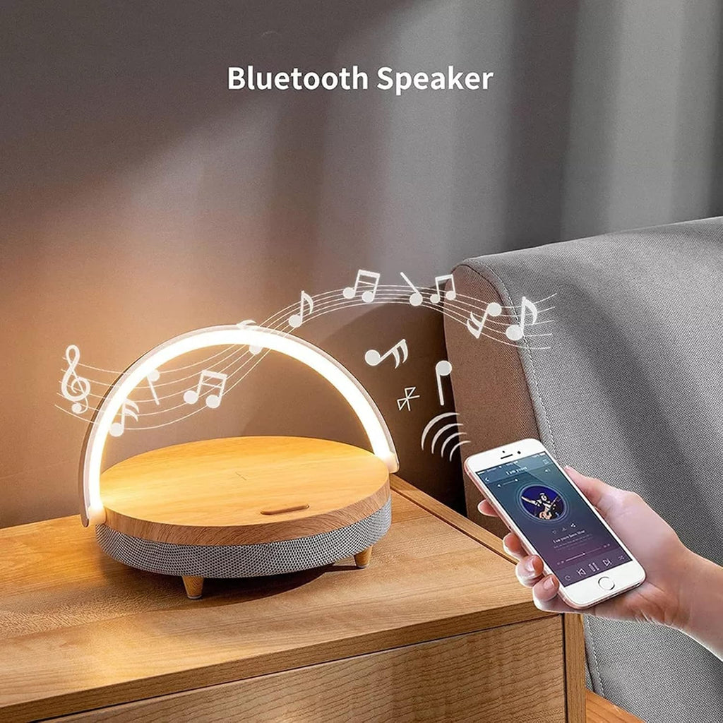 Bluetoothスピーカー＆ワイヤレス充電器付きLEDデスクランプ - Bluetooth 5.0 - 10W Qi充電 - ホワイト | meowbutter