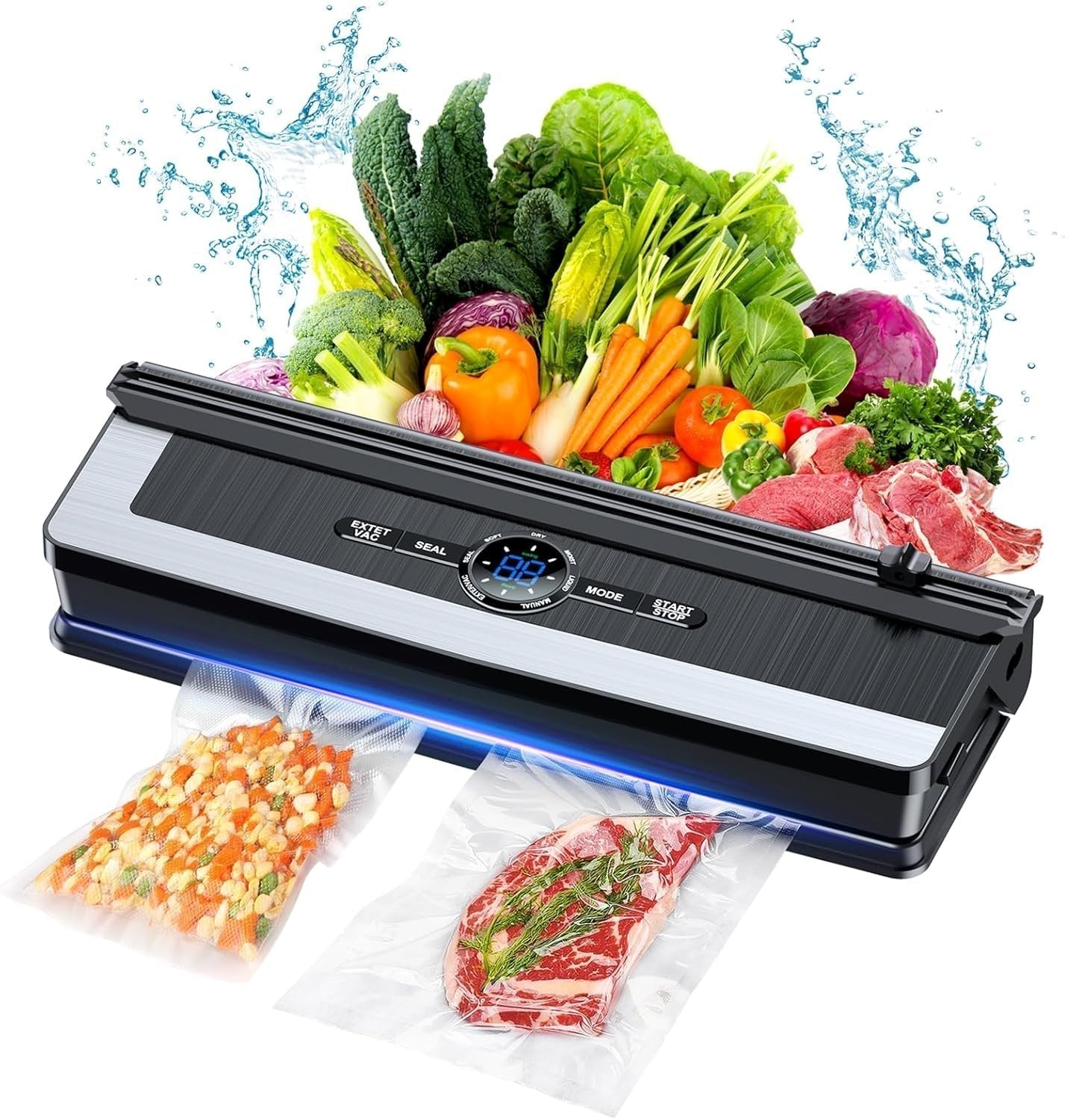 Vacuum Sealer - Built-In Bag Cutter - LED Indicator - Dry & Moist Food - 15 Bags Included | meowbutter