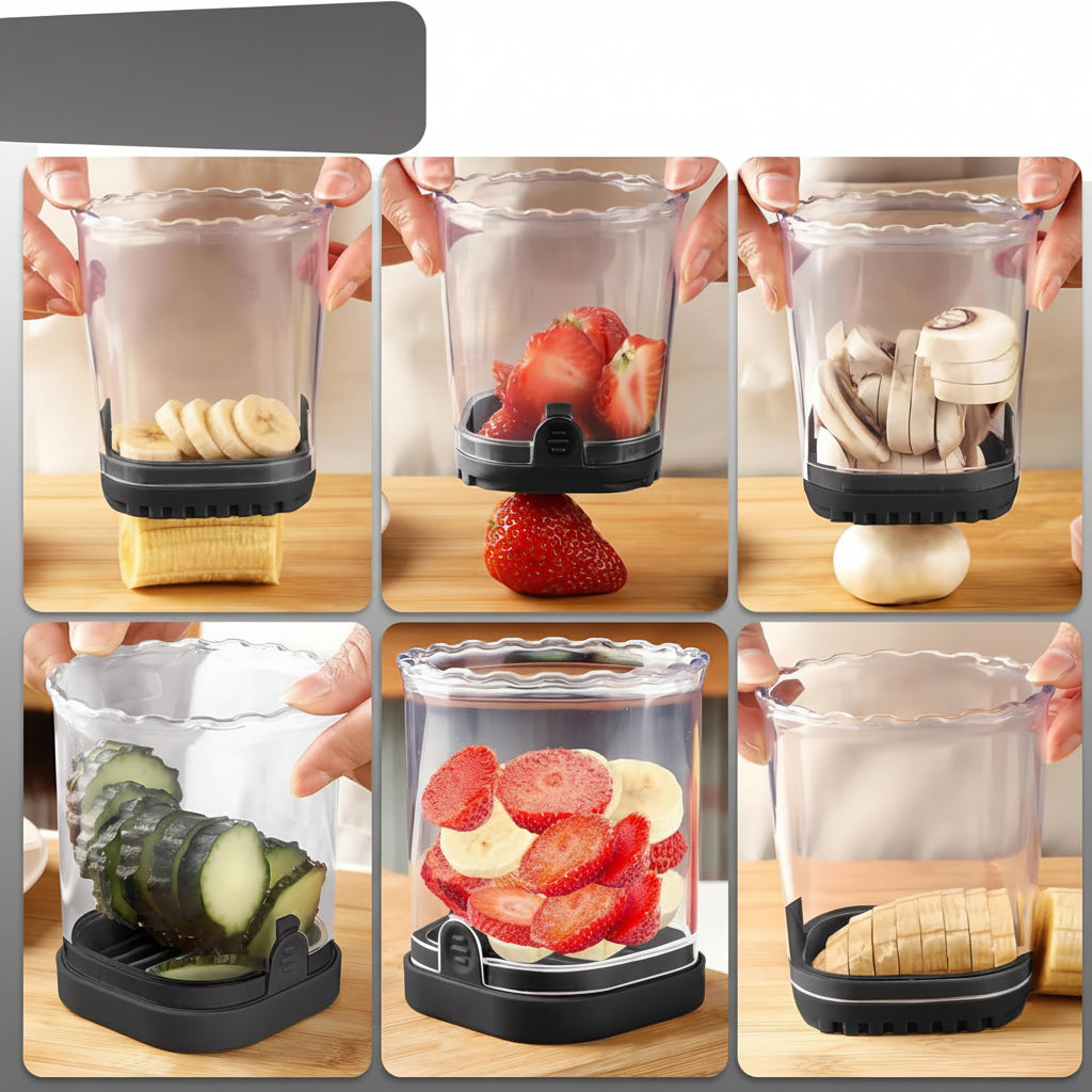Kráječ jahod Fruit Slicer s 8 čepelemi, snadné použití, na ovocné saláty | Meowbutter