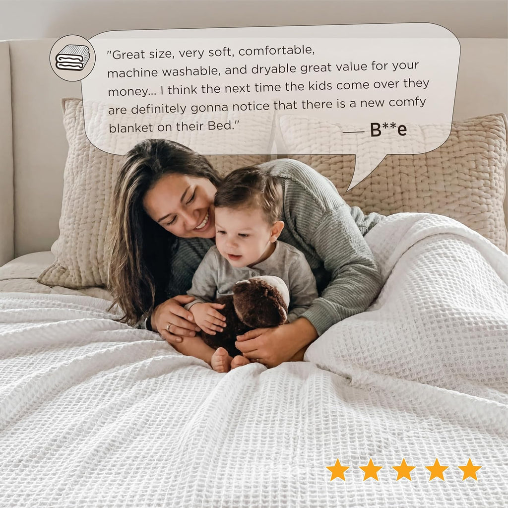 Waffelpiqué-Decke aus 100 % Baumwolle von Cozy Haven in Queensize — weiche, atmungsaktive, offen gewebte Struktur