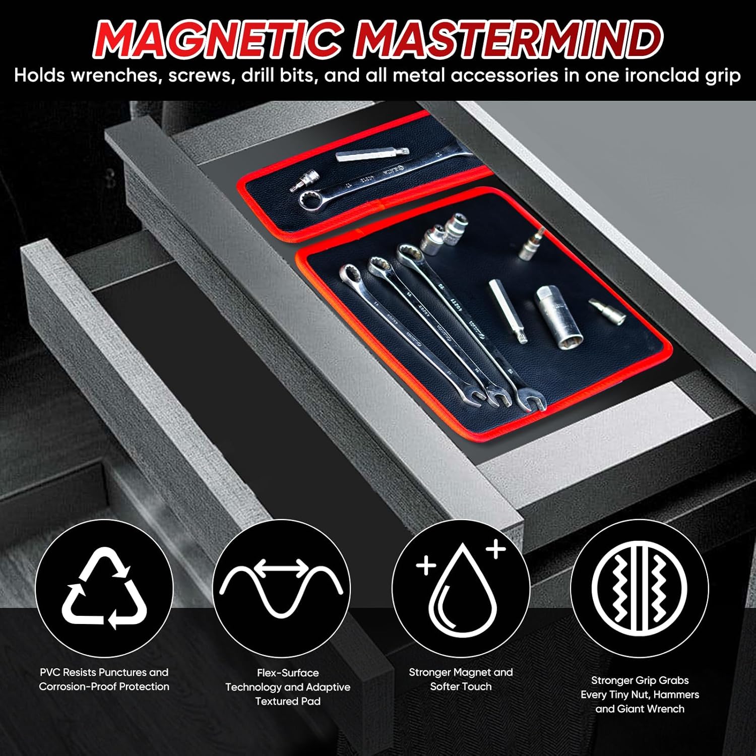 Ensemble de 3 tapis magnétiques pour outils et atelier
