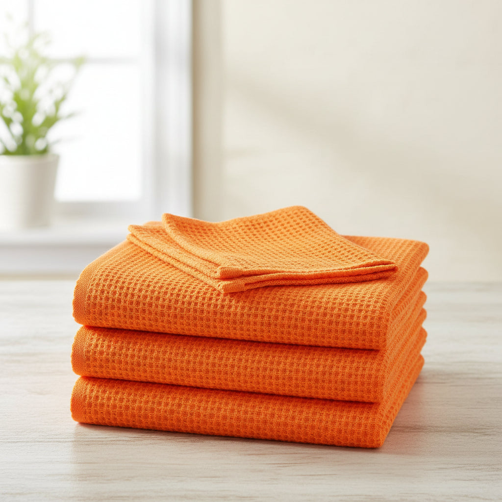 Soft Cotton Dish Cloths Set Absorbent Honeycomb Waffle Weave | Meowbutter