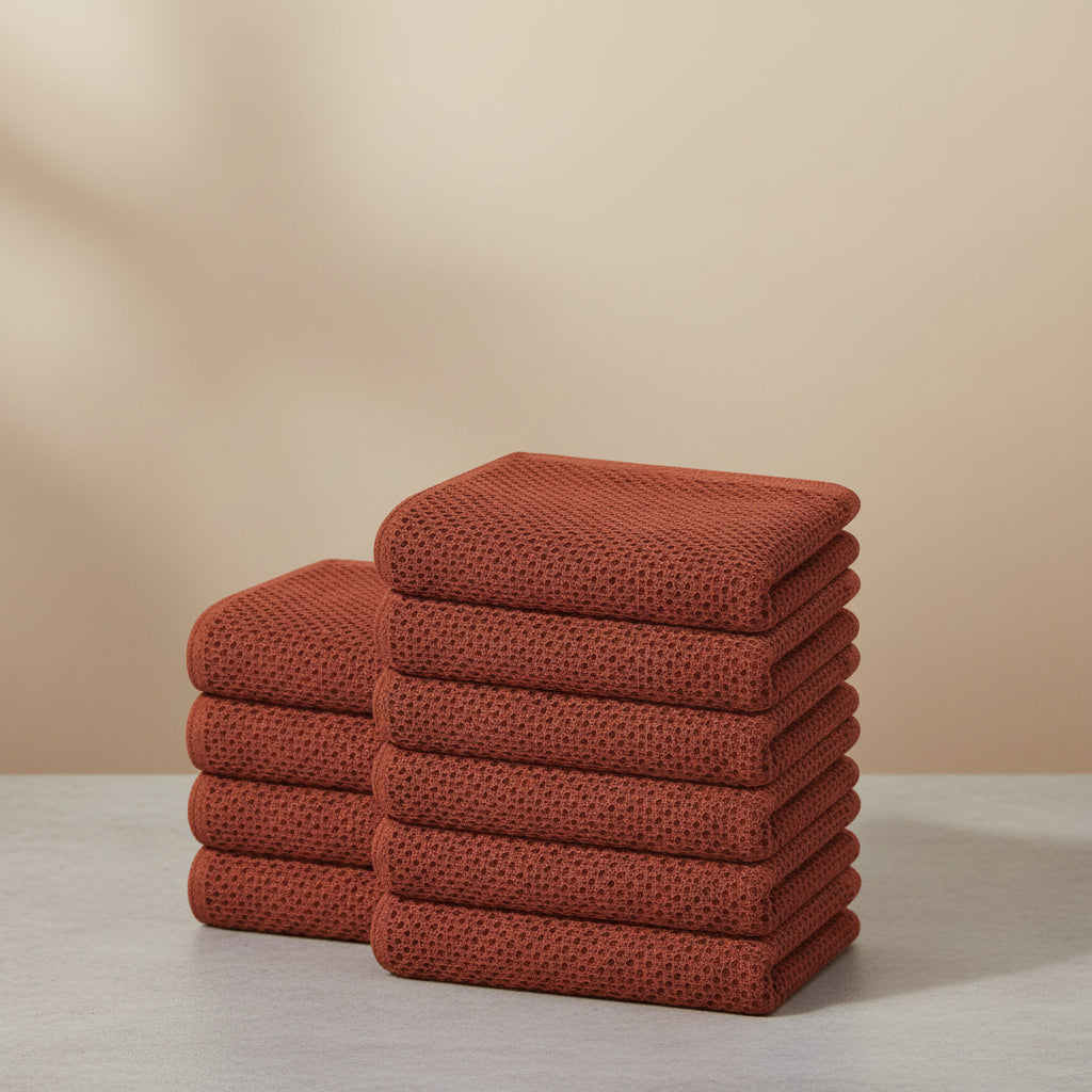 Soft Cotton Dish Cloths Set Absorbent Honeycomb Waffle Weave | Meowbutter