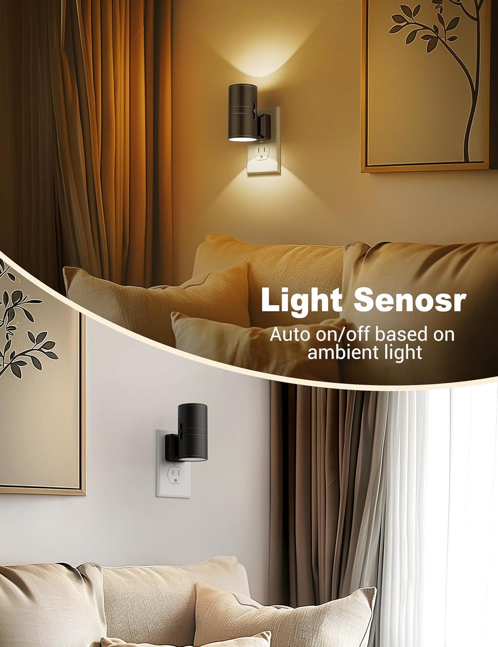 NightNova intelligente LED-Nachtleuchte – Lichtsensor zum Einstecken, stufenlos dimmbar, flaches Design