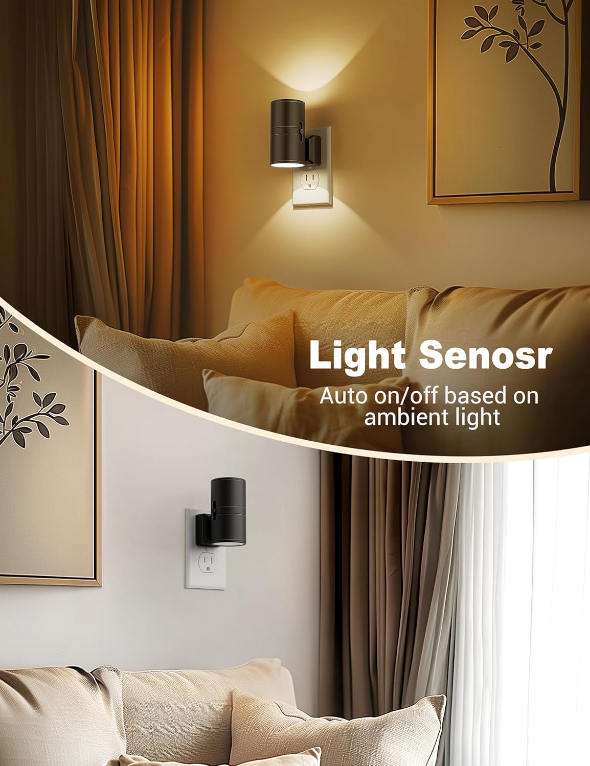 NightNova intelligente LED-Nachtleuchte – Lichtsensor zum Einstecken, stufenlos dimmbar, flaches Design