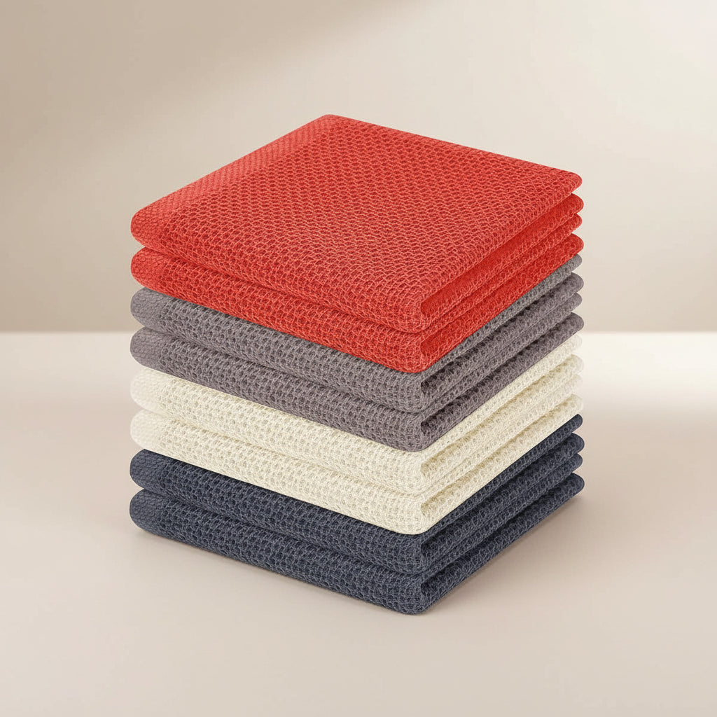 Soft Cotton Dish Cloths Set Absorbent Honeycomb Waffle Weave | Meowbutter