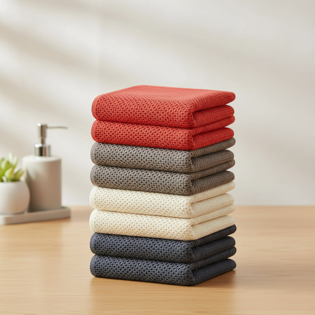 Soft Cotton Dish Cloths Set Absorbent Honeycomb Waffle Weave | Meowbutter