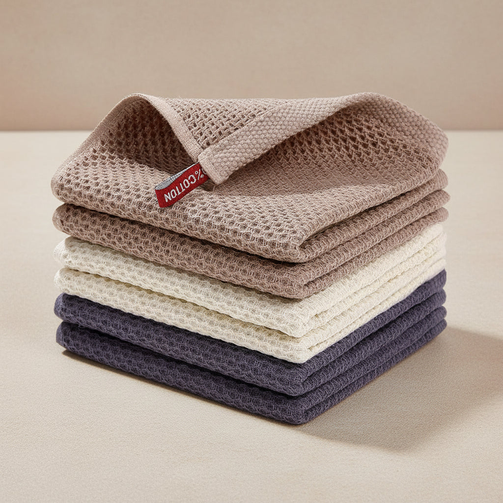 Soft Cotton Dish Cloths Set Absorbent Honeycomb Waffle Weave | Meowbutter