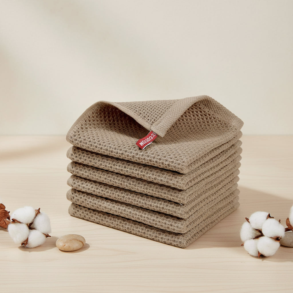 Soft Cotton Dish Cloths Set Absorbent Honeycomb Waffle Weave | Meowbutter