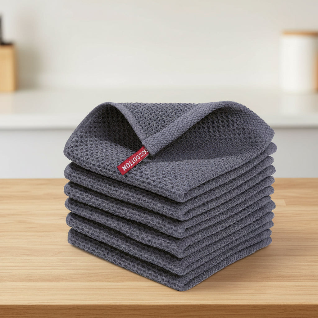 Soft Cotton Dish Cloths Set Absorbent Honeycomb Waffle Weave | Meowbutter