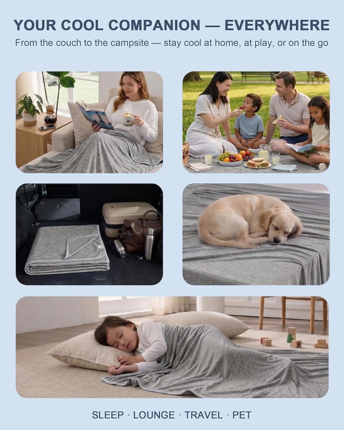 Couverture rafraîchissante Cool Comfort — régulation thermique, Q-Max supérieur à 0.4