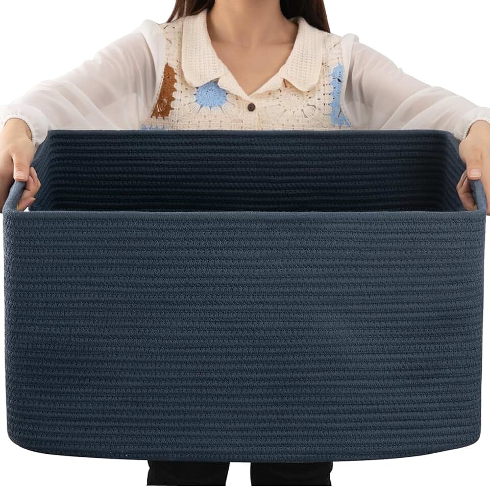 Large Rectangular Rope Laundry Basket — Dual Side Handles