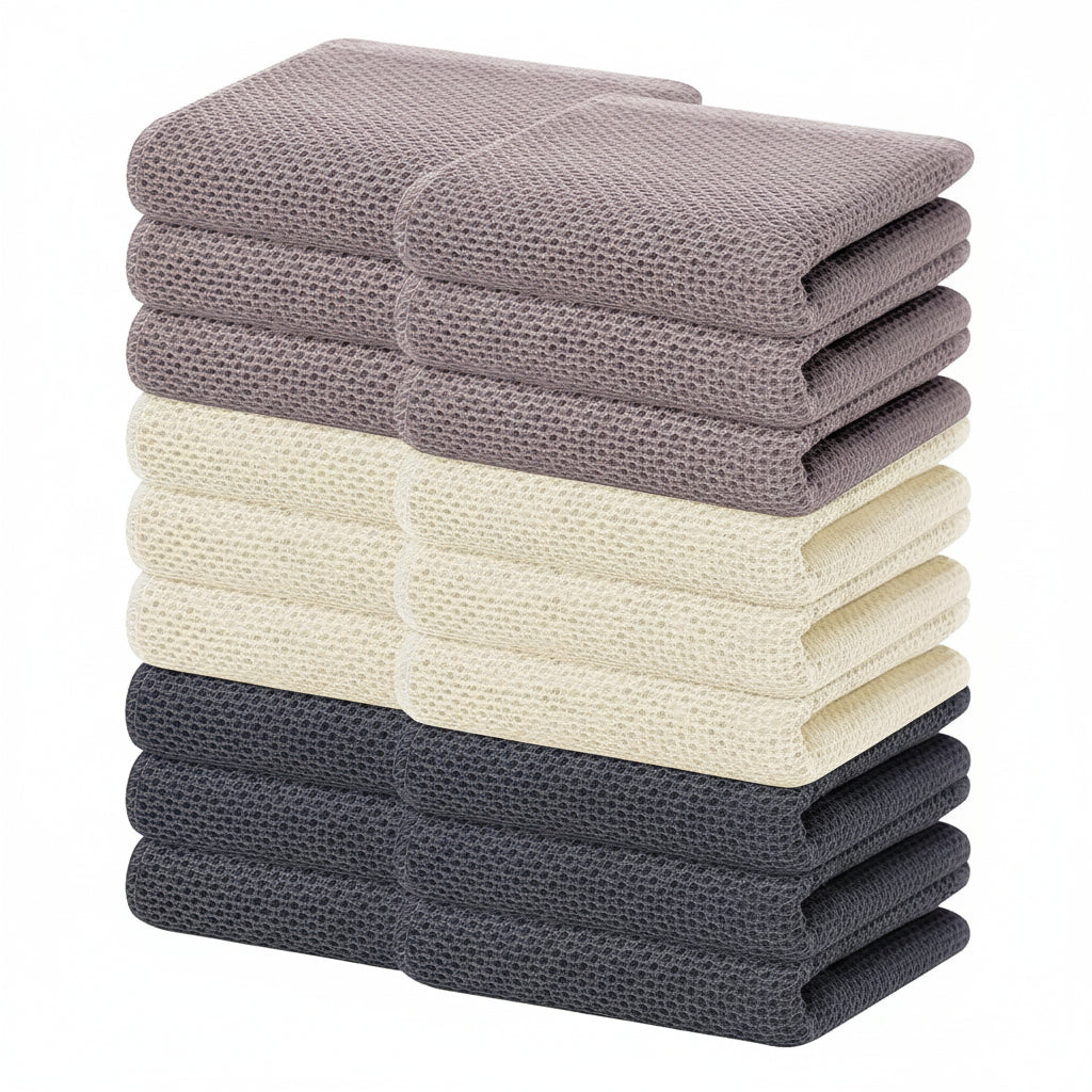 Soft Cotton Dish Cloths Set Absorbent Honeycomb Waffle Weave | Meowbutter