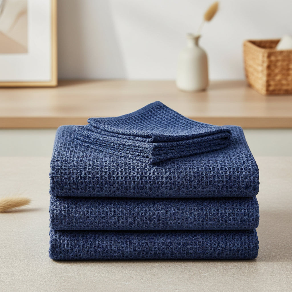 Soft Cotton Dish Cloths Set Absorbent Honeycomb Waffle Weave | Meowbutter