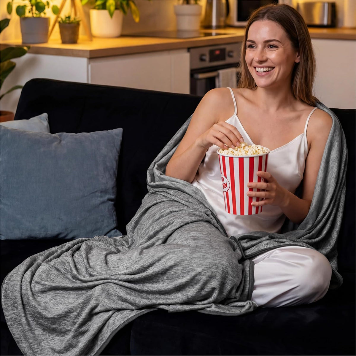 Cozy Comfort bambus-kølende plaid - let, temperaturregulerende