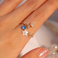 Adjustable Floral Birthstone Ring — Cubic Zirconia Accent Stones