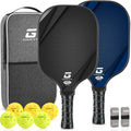 Set de palas ligeras de pickleball — Superficie de grafito, empuñadura acolchada, 2 pelotas