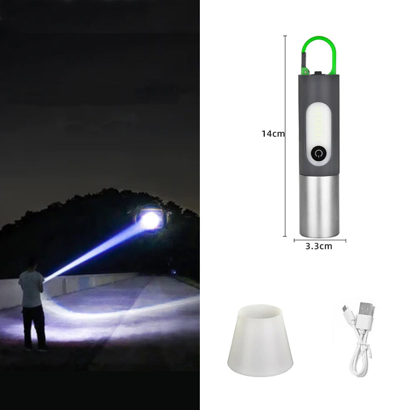 مصباح يدوي LED قابل للتكبير PowerBeam — ضوء غامر واسع وضوء كشاف مركز