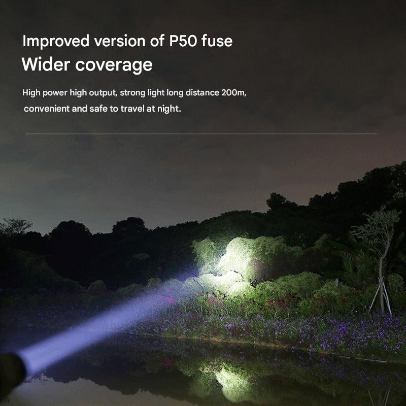 مصباح يدوي LED قابل للتكبير PowerBeam — ضوء غامر واسع وضوء كشاف مركز