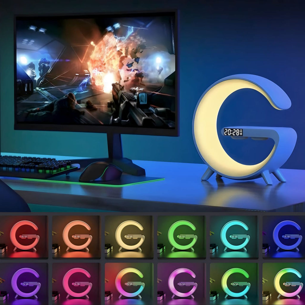 Chytré budík - Bluetooth reproduktor - 15W bezdrátová nabíječka - RGB náladové světlo - bílá a černá | meowbutter