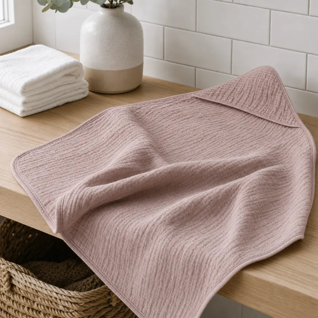 The Fleece Company hætteklæde i muslin til baby til badetid