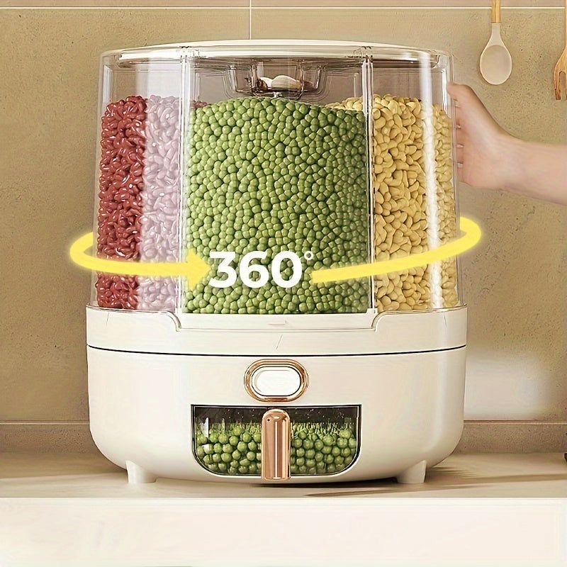 360度旋转密封储物分配器——多格干粮收纳容器