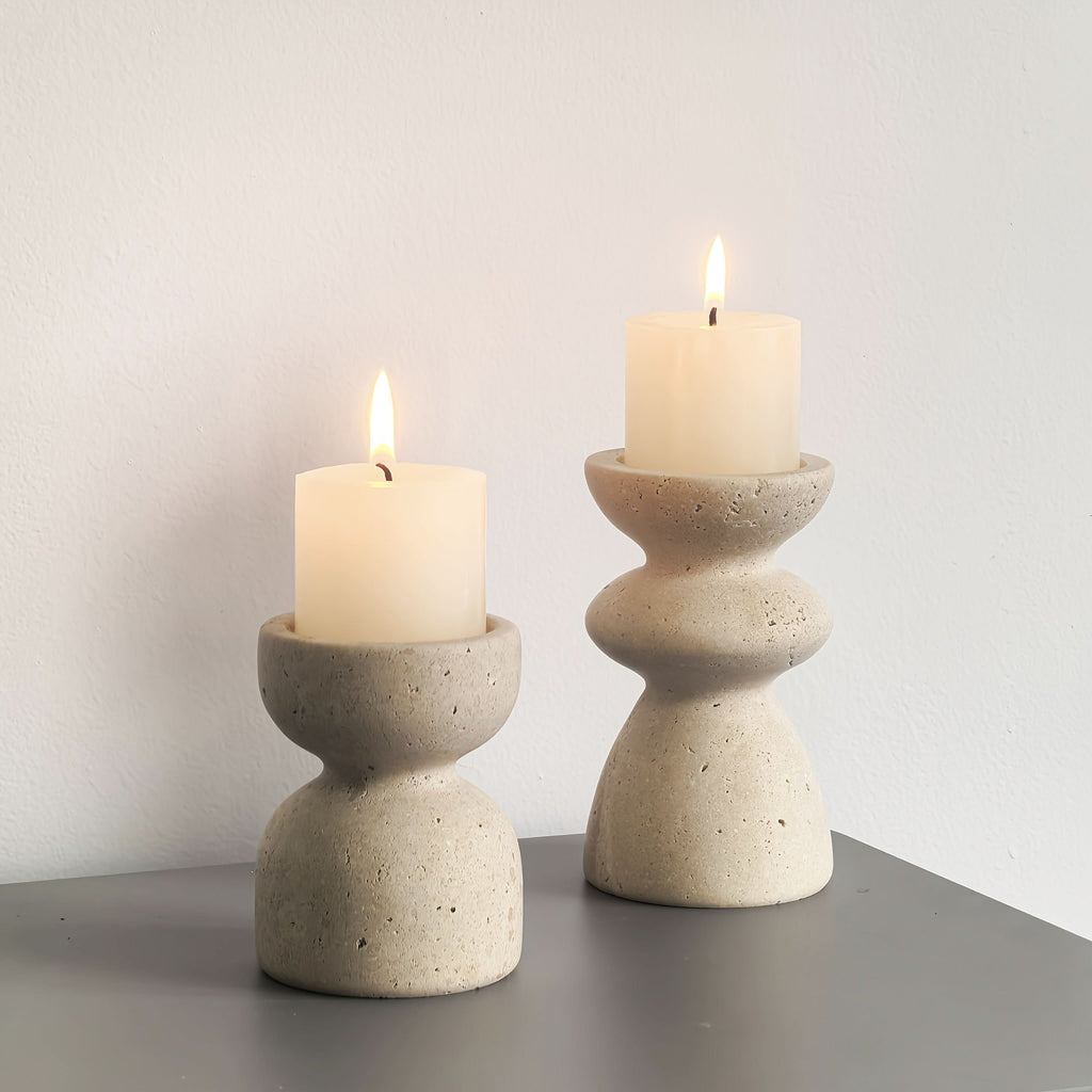 Natural Marble Candle Holders Set | meowbutter