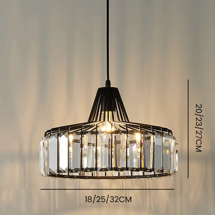 Modern Black Crystal Pendant Light | Elegant Hanging Fixture | Meowbutter