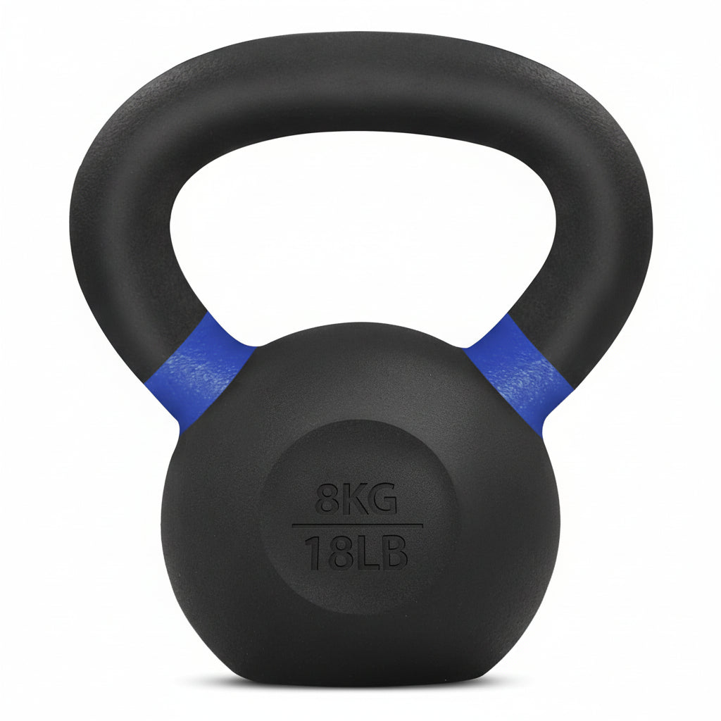Kettlebell i støbejern — solid konstruktion i ét stykke, pulverlakeret overflade