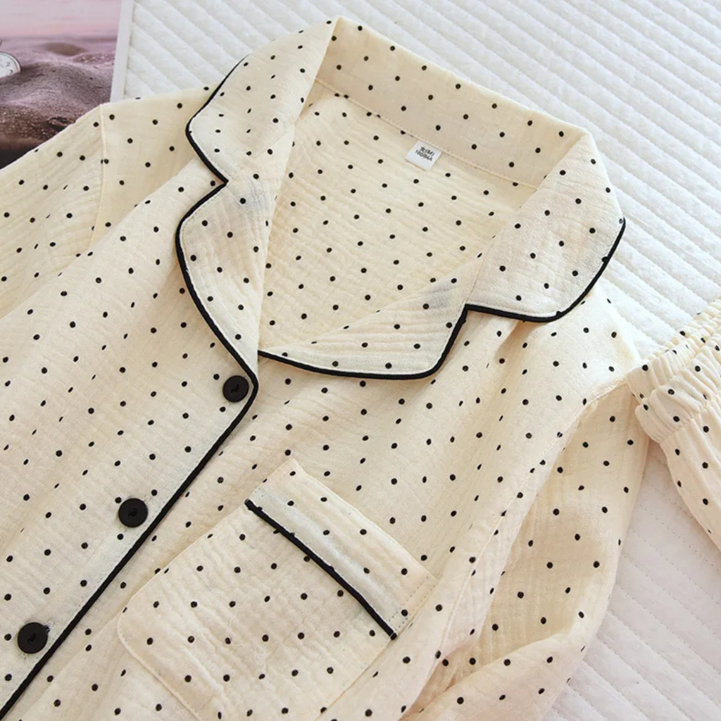 The Muslin Dot Pajama Set In 100 Percent Muslin Cotton