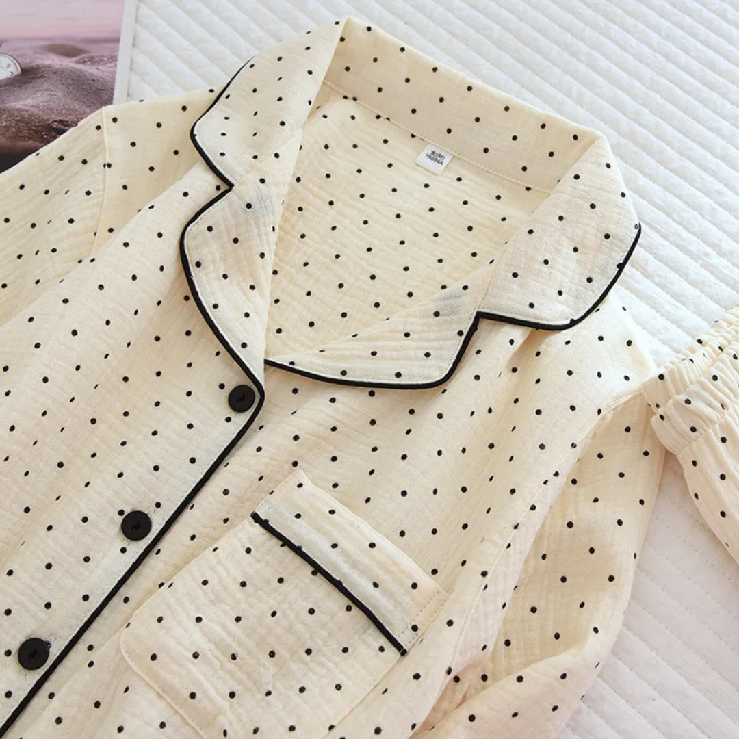 The Muslin Dot Pajama Set In 100 Percent Muslin Cotton