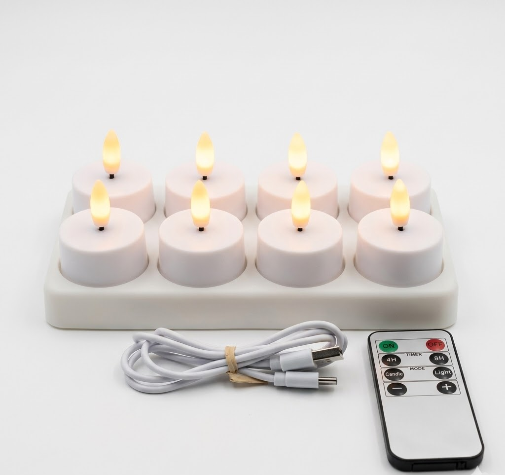 LED Candles Flameless Set Remote Timer USB Rechargeable | Meowbutter