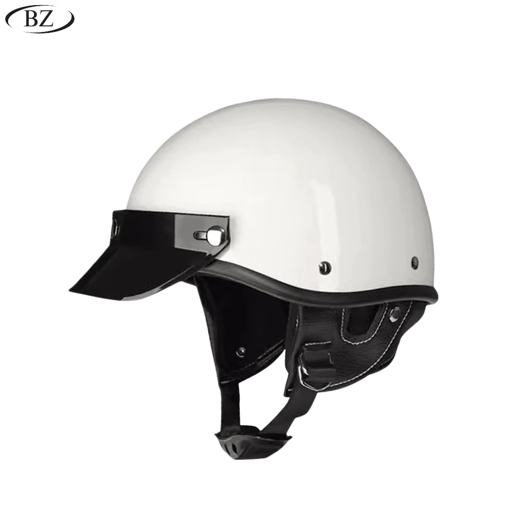 Premium Vintage Half Helmet – DOT & ECE Approved Motorcycle Helmet with Visor - Meowbutter