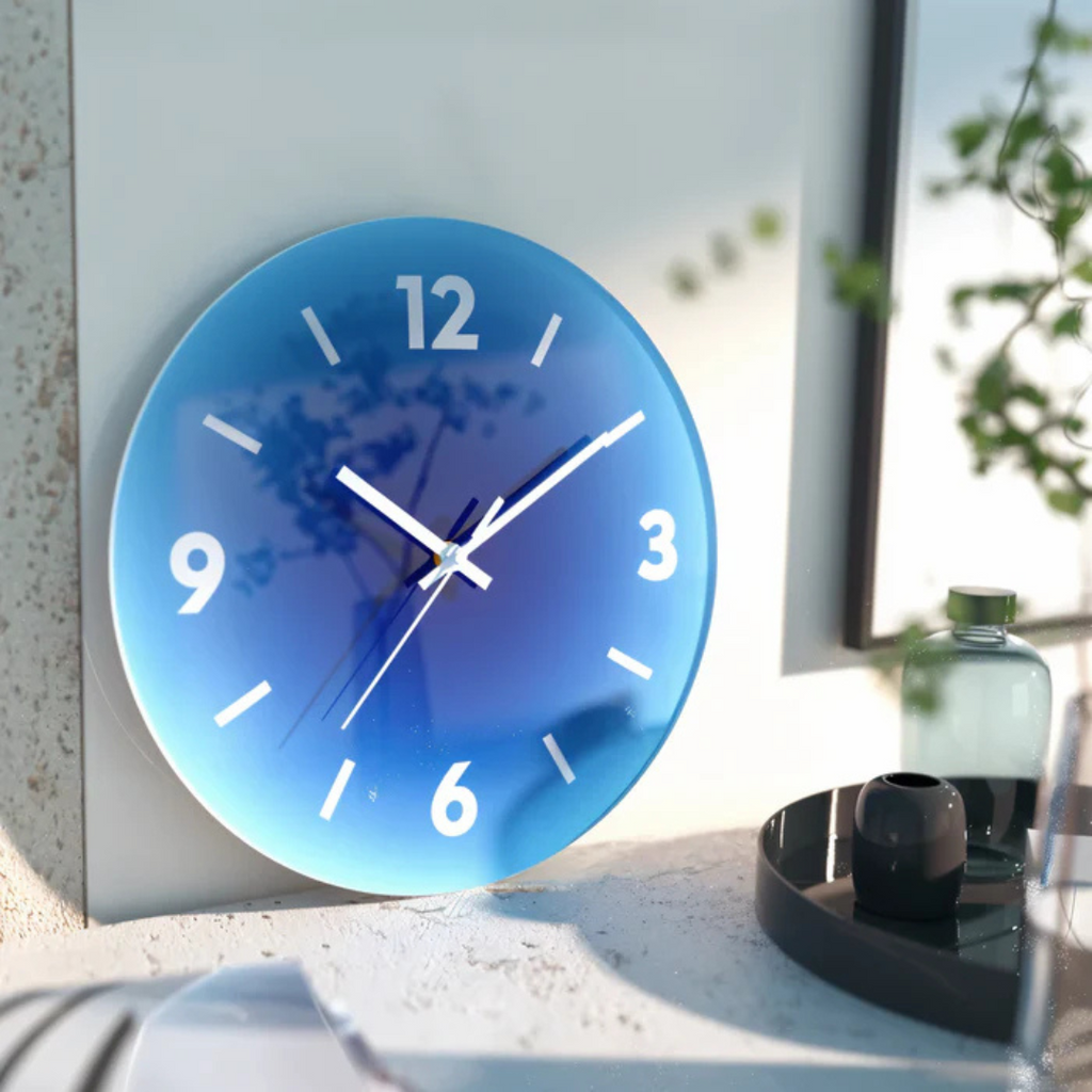 Sunset Gradient Glass Wall Clock — Silent Quartz Movement