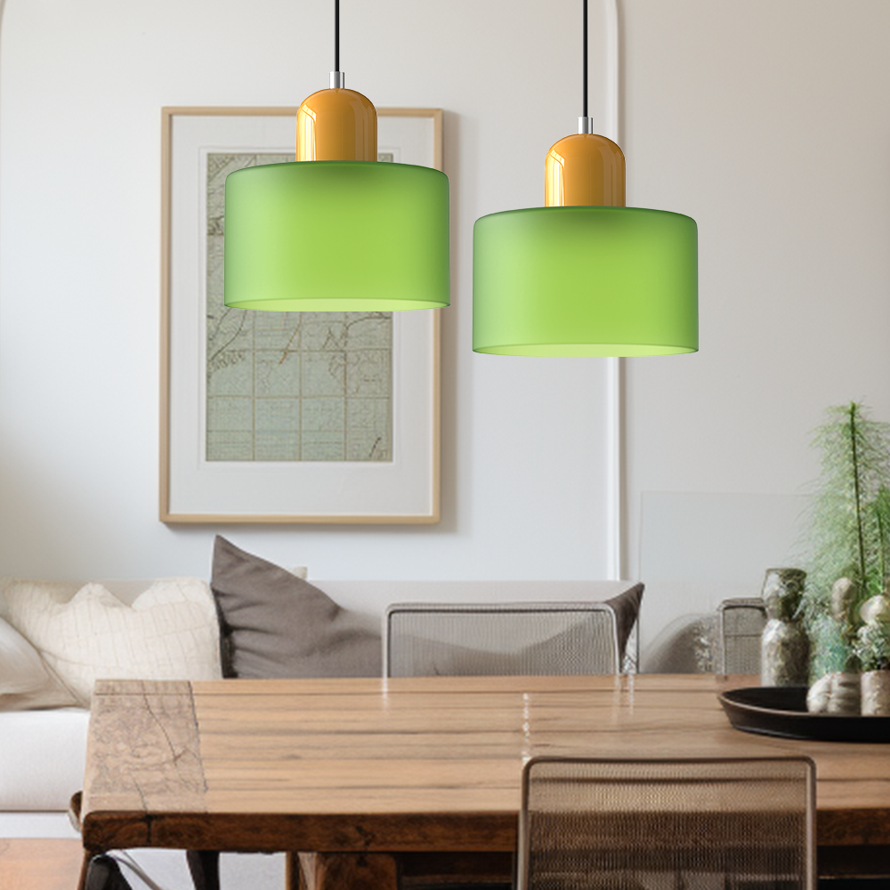 Bauhaus Glass Pendant Light — Vibrant Modernist Colored Shade