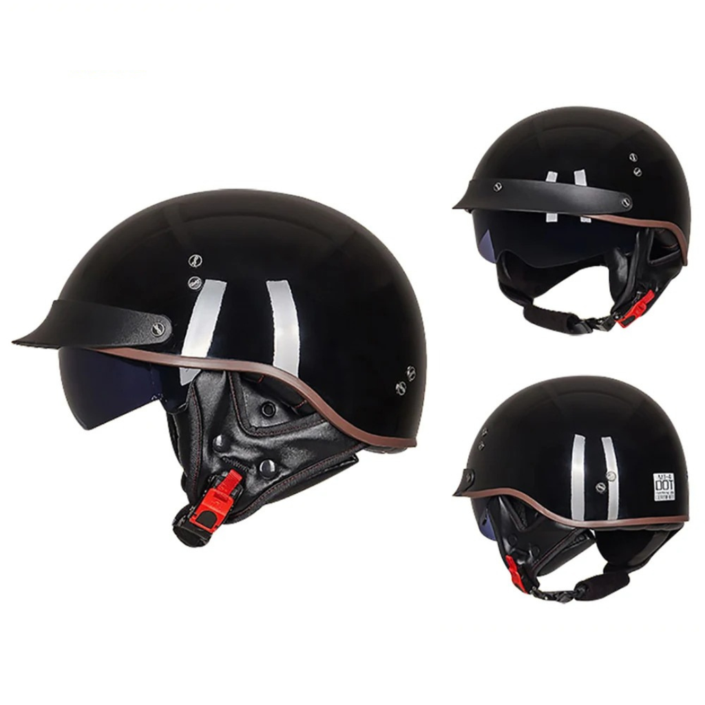 Casco de motociclista abierto estilo clásico – Certificado DOT - Meowbutter