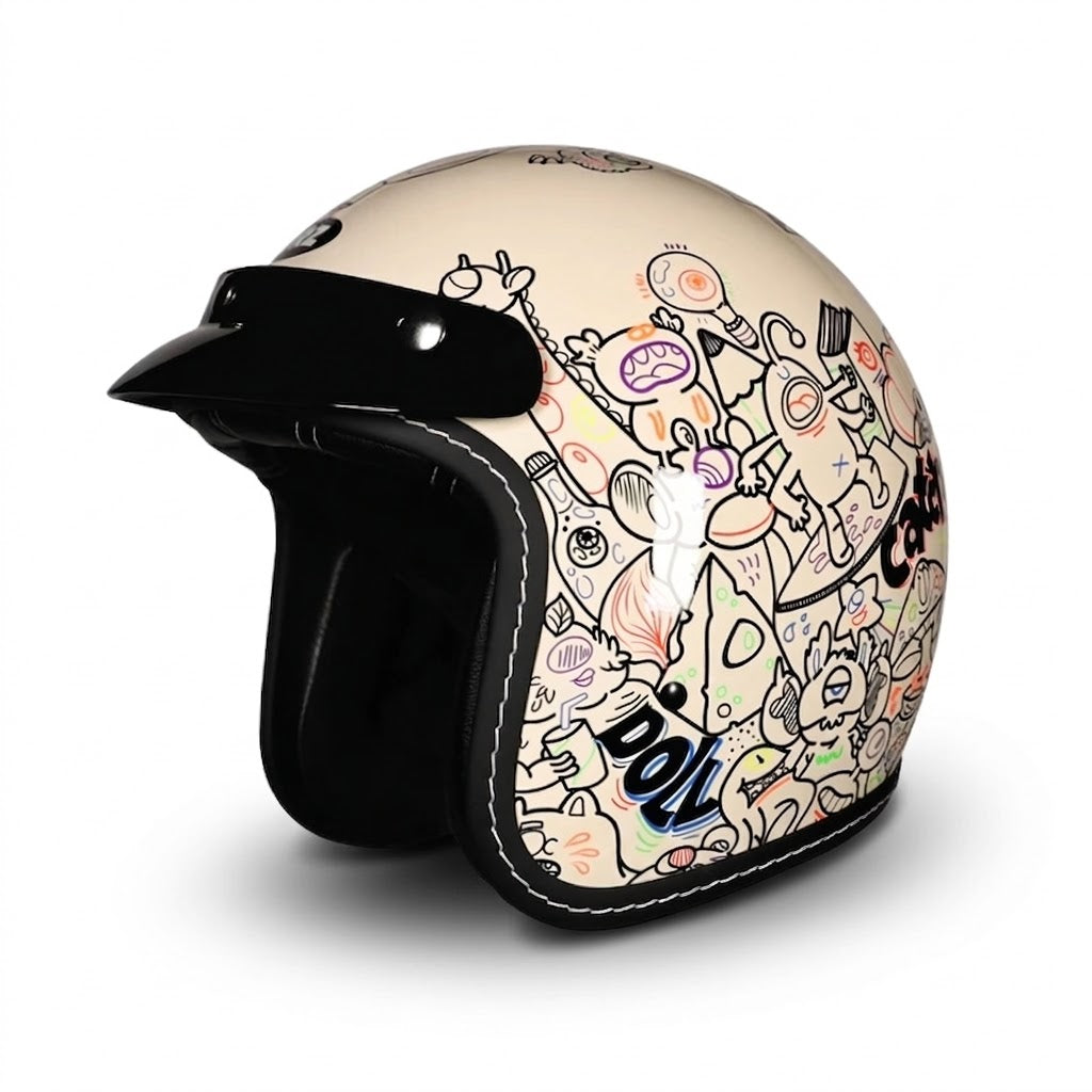 Vintage Open Face Motorcycle Helmet – All-Season Comfort & Protection - Meowbutter