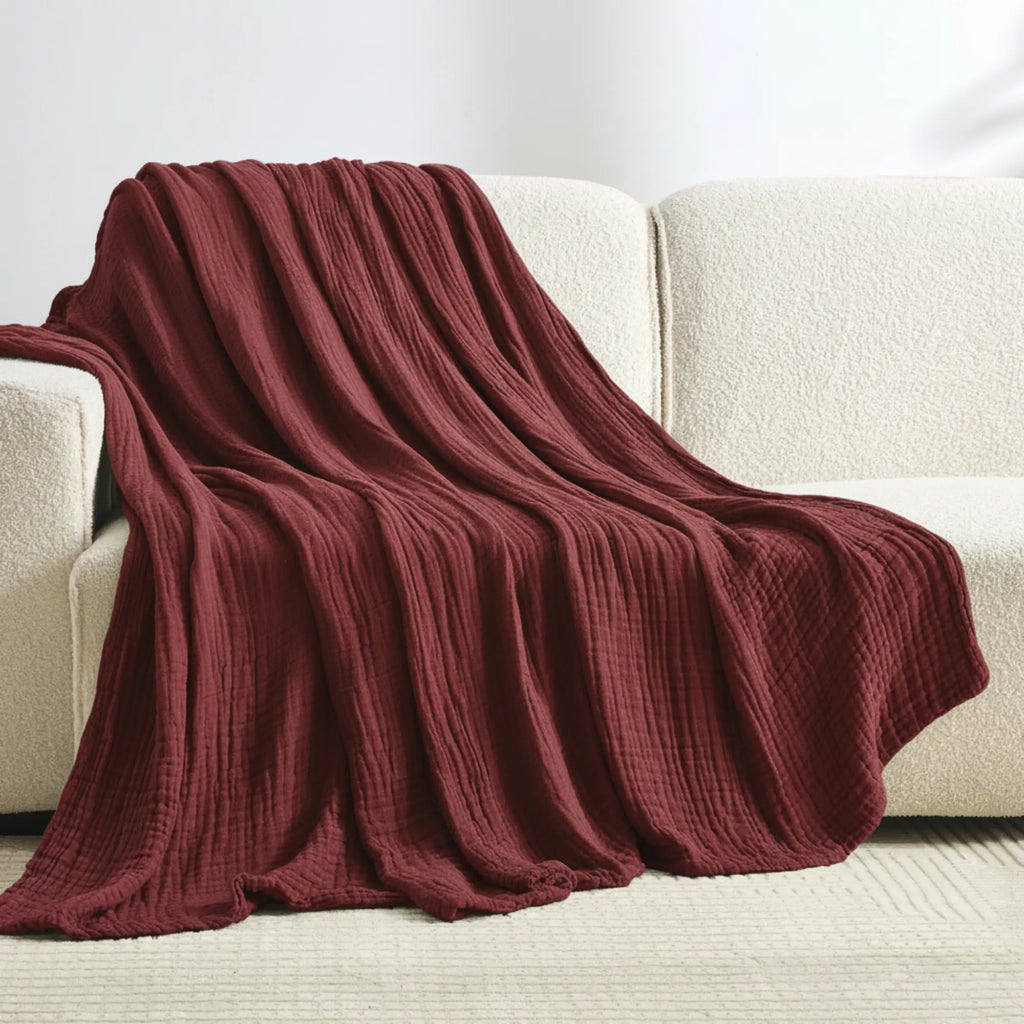 Klassische Decke mit Monogramm aus 100 % Musselin-Baumwolle