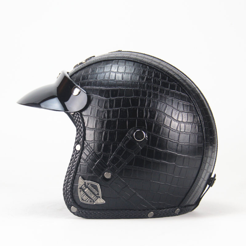 Casco Abierto de Cuero Vintage Premium - Aprobado por DOT y ECE - Meowbutter