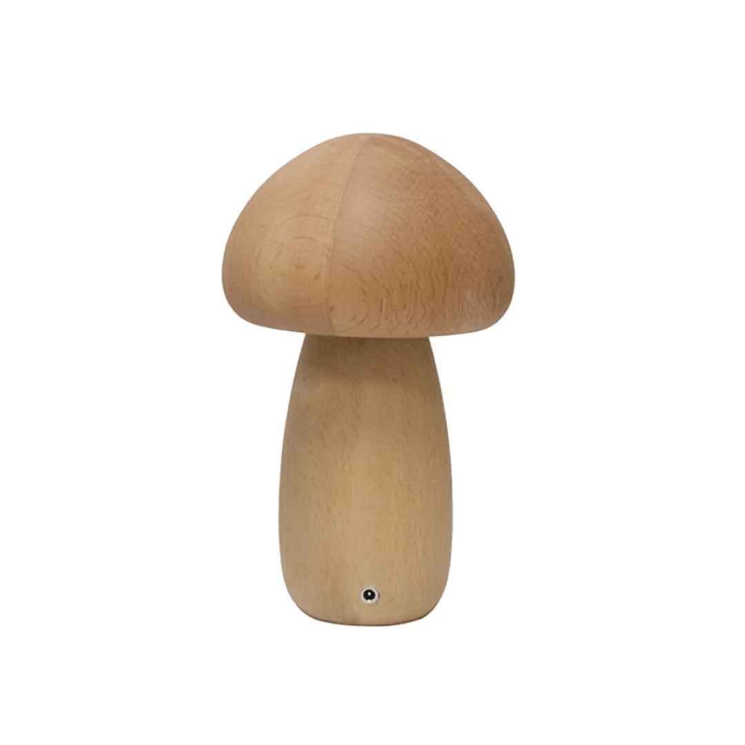 Portobello Mushroom Lamp | Natural Wood Rechargeable Night Light | Meowbutter