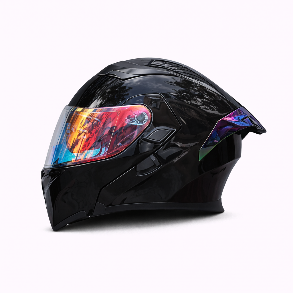 Kask motocyklowy ORZ Z-169 z podnoszoną szczęką, pełna osłona twarzy, podwójna szyba, zatwierdzony przez DOT i ECE - Meowbutter
