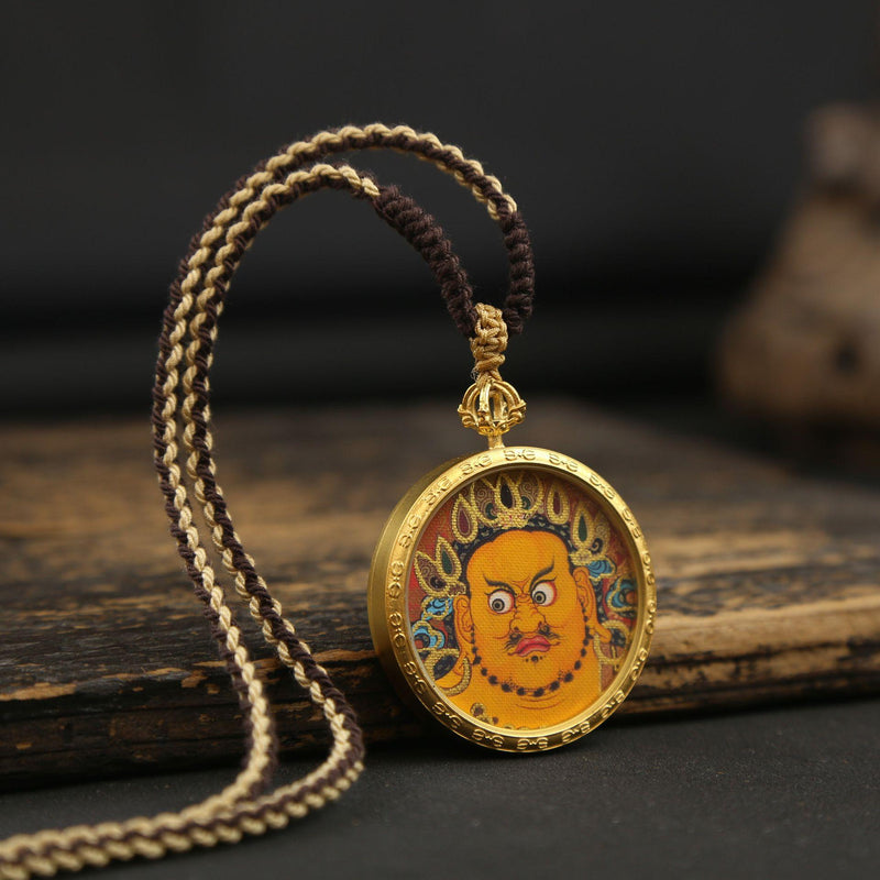 Handcrafted Thangka Necklace With Micro Painted Art Pendant
