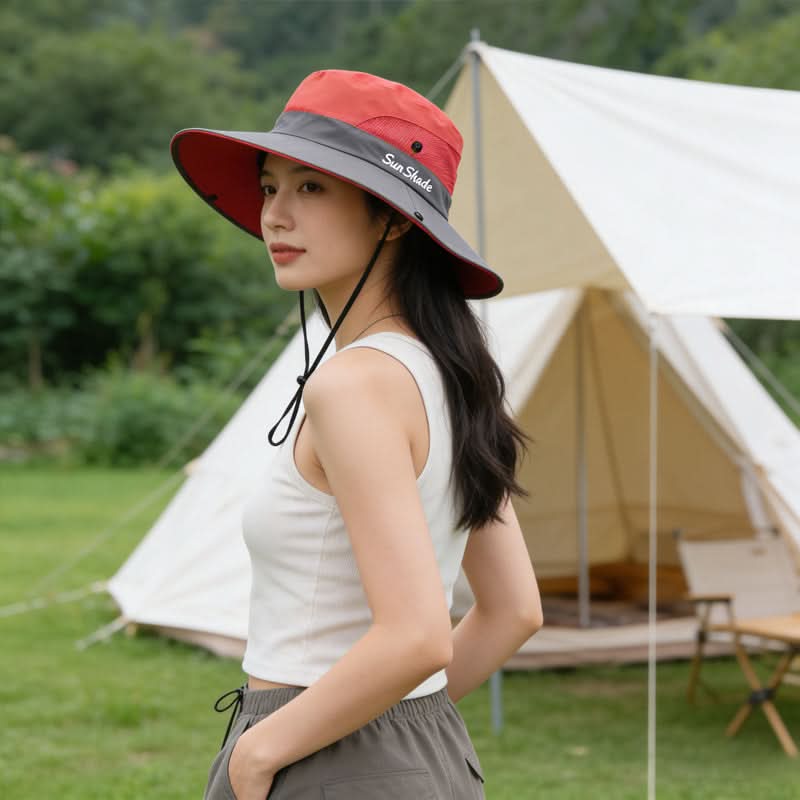 Cappello da esterno a tesa larga con design in rete traspirante | meowbutter