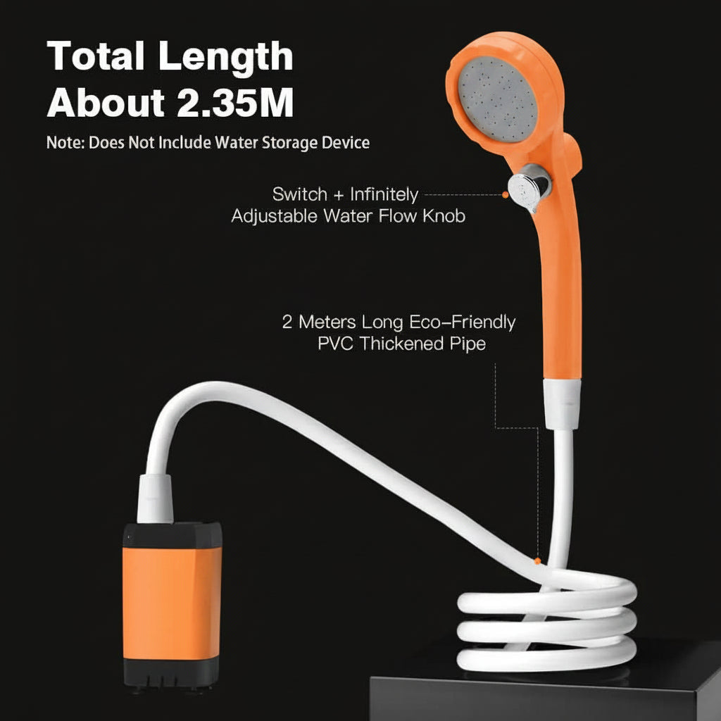 Portable Camping Shower Pump with Pressure-Boost Shower Head | meowbutter