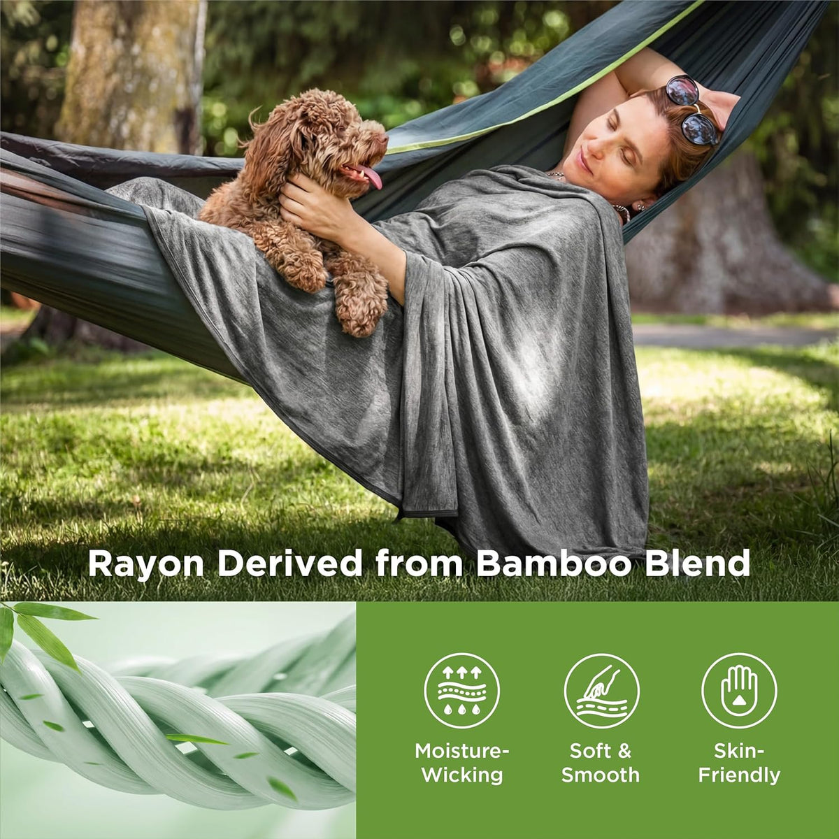 Cozy Comfort bambus-kølende plaid - let, temperaturregulerende