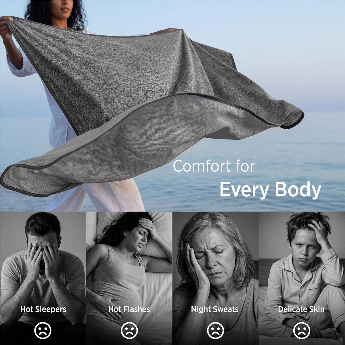 Cozy Comfort bambus-kølende plaid - let, temperaturregulerende