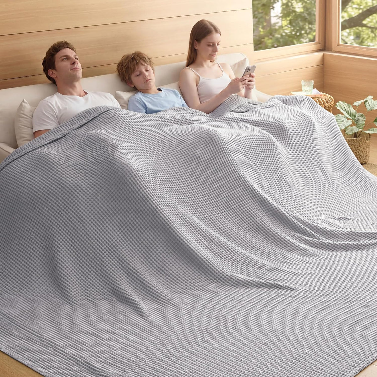 Lehká deka Cozy Comfort ze 100% bavlny s vaflovou vazbou - prodyšná struktura